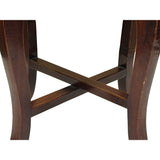 Vintage Oriental Brown Leather Top Round 4 Legs Stool Table GB148S