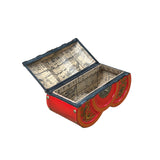 Oriental Bright Red Dragon Phoenix Graphic Circles Shape Container Box GB220S