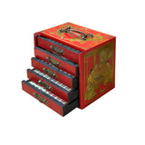 Chinese Flower Bird Red Vinyl Box Small Size Mahjong Tiles Game Set GB231S