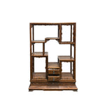 Pair Chinese Vintage Brown Stain Chest Height 51" Curio Display Cabinets GB239ABS