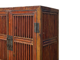 Vintage Brown Oriental Open Bars Doors Display Curio Cabinet Bookcase GB259S