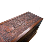 Oriental Cloud Scroll Relief Motif Treasure Chest Box Brown Color Wood GB263S