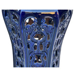 Oriental Ceramic Clay Navy Blue Round Tall Pedestal Display Stand Table GB325S