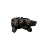 Vintage Dark Brown Metal Elephant Trunk Up Accent Figure GB589S