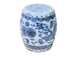 9.5" Chinese Blue White Porcelain Double Dragons Round Shape Stand Display Art GB677S
