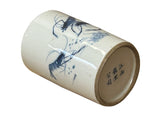 Chinese Distressed White Porcelain Blue Shrimps Graphic Holder Vase GB683S