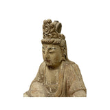 Vintage Rustic Wood Finish Sitting Bodhisattva Buddha Statue GB712S