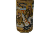 4.75"Asian Satsuma Style Cylindrical Figures Painted Porcelain Art Vase GB813S