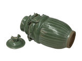 Vintage Oriental Dragon Motif Celadon Glaze Ceramic Art Jar GB881S