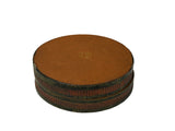Vintage Handmade Round Brown Golden Scenery Artistic Wood Box GB773S