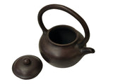 Chinese Handmade Dark Brown Zisha Clay Arch Handle Display Teapot Art GB778S