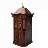 Chinese Vintage Red Gold Carving Wedding Cart Bridal Sedan Chair Display cs7775S