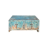 Distressed Aqua Turquoise Blue Small Low TV Stand Console Cabinet ws4409S