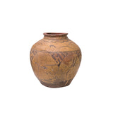 Vintage Earthy Beige Brown Village Rural Pottery Ceramic Pot Vase ws4525S