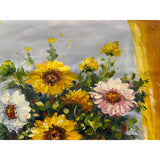 Impasto Oil Paint Canvas Art Sunflowers BW Vase Scroll Painting ws3443S
