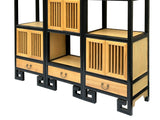 Set of 3 Black Tan Shutter Doors Display Cabinet Bookcase Room Divider ws4398S