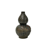 handcrafted gourd shaped vase with rooster motif ceramic art piece
