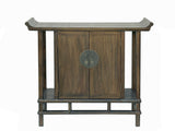 Chinese Handcrafted Brown Stain Altar Point Edge Narrow Slim Side Table Cabinet cs7789S