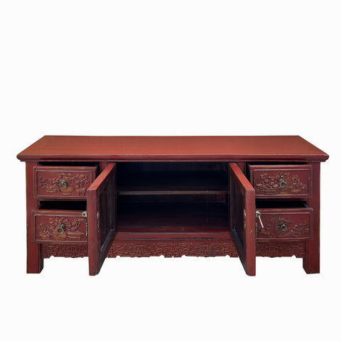 Handmade Red Carved Vintage Cabinet with Intricate Floral Designs - Antique Storage Solution cs7721S Handmade Red Carved Vintage Cabinet with Intricate Floral Designs - Antique Storage Solution cs7721S
