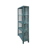 Distressed Teal Blue Green Grid Style Back Side Bookcase Display Cabinet ws4473S