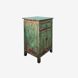 Distressed Pastel Light Green 2 Doors End Table Nightstand ws4497S