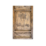Chinese Vintage Floral Pattern Wood Floor Panel Screen cs2649S