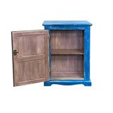 Distressed Blue Lacquer Slim Narrow Single Door Side Cabinet Chest cs7674S
