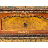 Chinese Tibetan Yellow Brown Treasure Graphic Offering Shrine Chest cs7677S