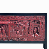 Black Brick Red Opera Scenery Relief Carving Panel Low Console Table Cabinet cs7691S