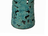 Ceramic Clay Turquoise Cloud Scroll Round Tall Pedestal Table Display Stand cs7785S