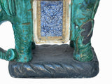 Ceramic Handmade Chinese Green Blue Oriental Elephant Pedestal Figure cs7786S