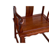 Pair Chinese Natural Wood Copper Brown Stain Yoke-Back Armchairs cs7833S