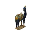 Oriental Ceramic Sancai Dark Blue Brown Beige Fengshui Artistic Camel Figure GB883S