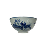Chinese Blue White People Scenery Graphic Porcelain Bowl Display Art jk284S
