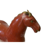 Vintage Chinese Metal Brick Red Golden Tail Fengshui Horse Figure ws3278S