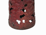 Ceramic Brick Red Cloud Scroll Round Tall Pedestal Table Display Stand ws3528S