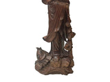 Vintage Chinese Boxwood Handcarved Lotus Fish Bodhisattva Guan Yin Statue ws3582S