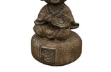 Oriental Gray Stone Little Lohon Monk Reading Book Statue ws3635S