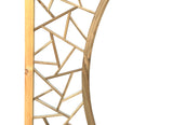 Chinese Tan Color Flower Ducks Geometric Round Arch Wood Room Divider ws3720S