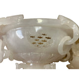 Chinese White Stone Carved Oriental Dragon Incense Burner Holder Display ws3757S