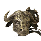 Handmade Artistic Silver Color Coating Buffalo Head Display Figure ws3769S