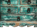14" Distressed Faded Teal Green Small 5 Drawers Storage Chest Box ws4561s