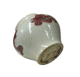 Oriental Off White Base Brick Red Fishes Ceramic Art Vase Jar ws4650S