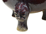 Orient Flame Oxblood Red Tri-Leg Ding Shape Ceramic Vase Container ws4699S