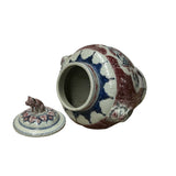 Orient Crackle Blue Red White Floral Graphic Ceramic Jar ws4718S