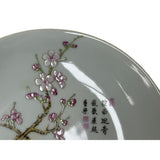 Chinese Pink Blossom Flower White Porcelain Plate Display Art ws4722S