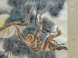 Oriental Scholar Monkeys Ink Brush Color Scroll Painting Wall Art ws4781S