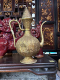 Handmade Artistic Brass Metal Color Wine Jar Shape Display Figure ws4796S
