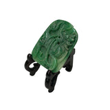 Natural Green Stone Kirin Motif Carving Display Plaque Art ws4803S