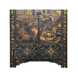 Vintage Chinese Black Golden Scenery Storage Armoire Wardrobe Cabinet ws4807S